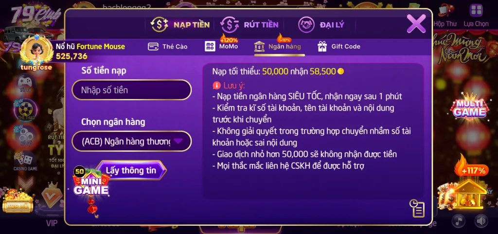 nạp tiền ngân hàng betvip